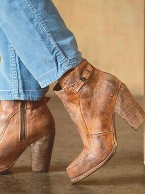 BedStu Isla Booties in Tan Rustic White